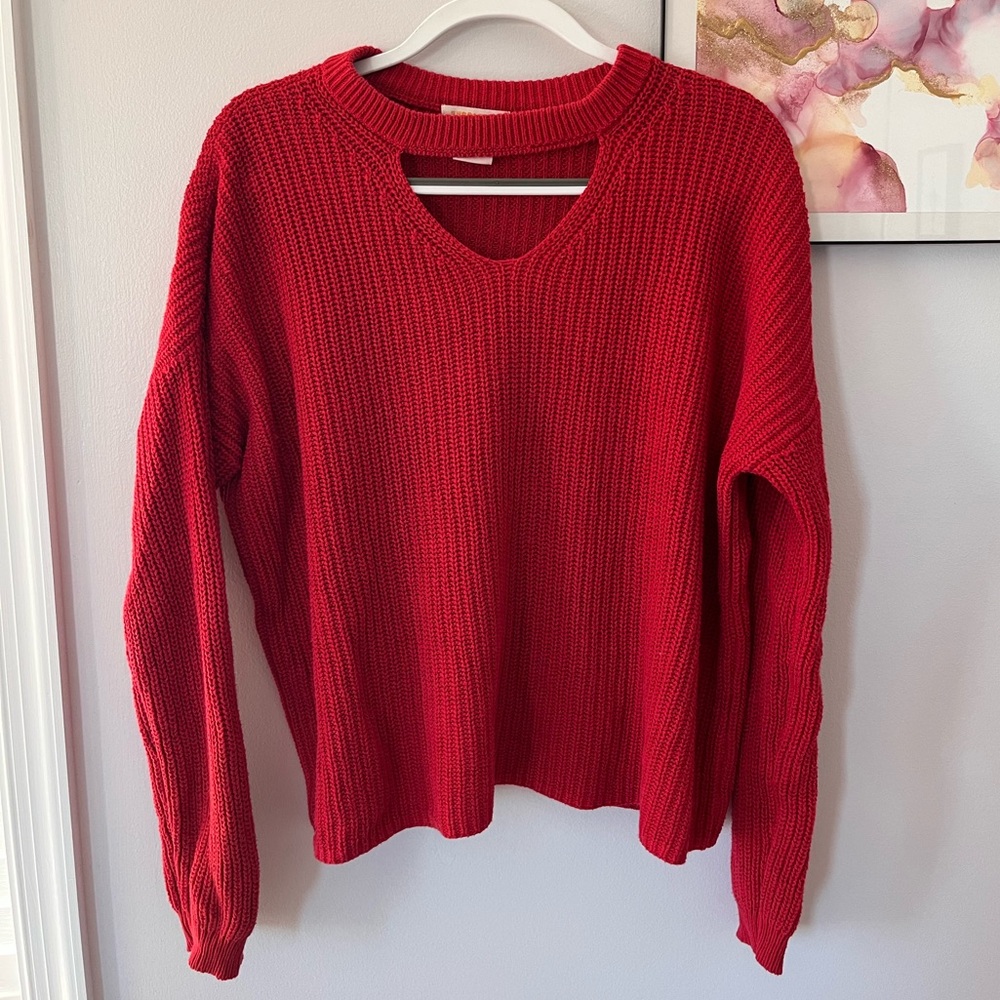 South Moon Under red cutout knit sweater
